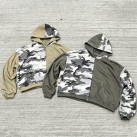 Fabricants de vêtements personnalisés, patchwork camouflage, tissu en molleton français, couleur contrastée, camouflage, sweat à capuche zippé unisexe pour hommes