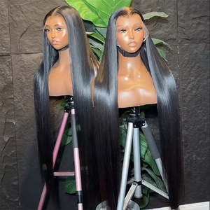 Wig rambut India mentah lurus tulang panjang 40 inci 13x6 HD tanpa lem penuh untuk renda Frontal 100% tanpa proses Vendor rambut manusia - Product Image 1