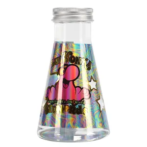 Garrafa cônica para animais de estimação, garrafa plástica transparente de 6oz/180ml para doces alimentares com tampa crc