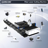 Machine de découpe laser à fibre pour tôles et tubes modèle AT3 avec cadre robuste et contrôle CNC intelligent