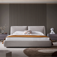 Neues Design Modernes Massivholz-Stahlrahmen-Kingsize-Bett mit Chenille-Stoffpolsterung Umweltfreundlich und Langlebig für Schlafzimmer