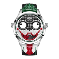 LIGE Unique Design Creative Wristwatch Hip-hop Style Clown Watches for Men Personality Quartz Waterproof Sports Joker Watch