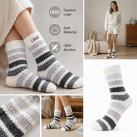 Chaussettes douillettes en microfibre - Chaussettes d'intérieur moelleuses et colorées à rayures pour l'hiver