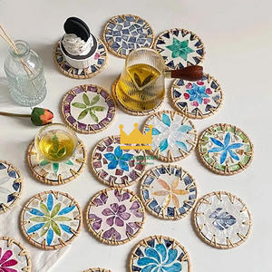 Posavasos de ratán redondo de madreperla moderno ecológico hecho a mano Natural, vajilla de comedor decorativa, estera de Vietnam - Product Image 6