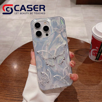 Hot Sale Silber Laser Gradient Feather Butterfly Telefon hülle New Style Stoß feste Stoßstange IMD Telefon abdeckung für Iphone 16 15 Plus 14