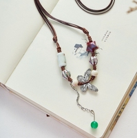 Bijoux en céramique Jingdezhen, collier papillon, longue chaîne de chandail, tissé à la main, style ethnique réglable