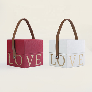 Boîte d'emballage vide personnalisée en or pour mariage, carrée, blanche, à main, pour chocolat, bonbons, parfum, boîte cadeau tendance - Product Image 1