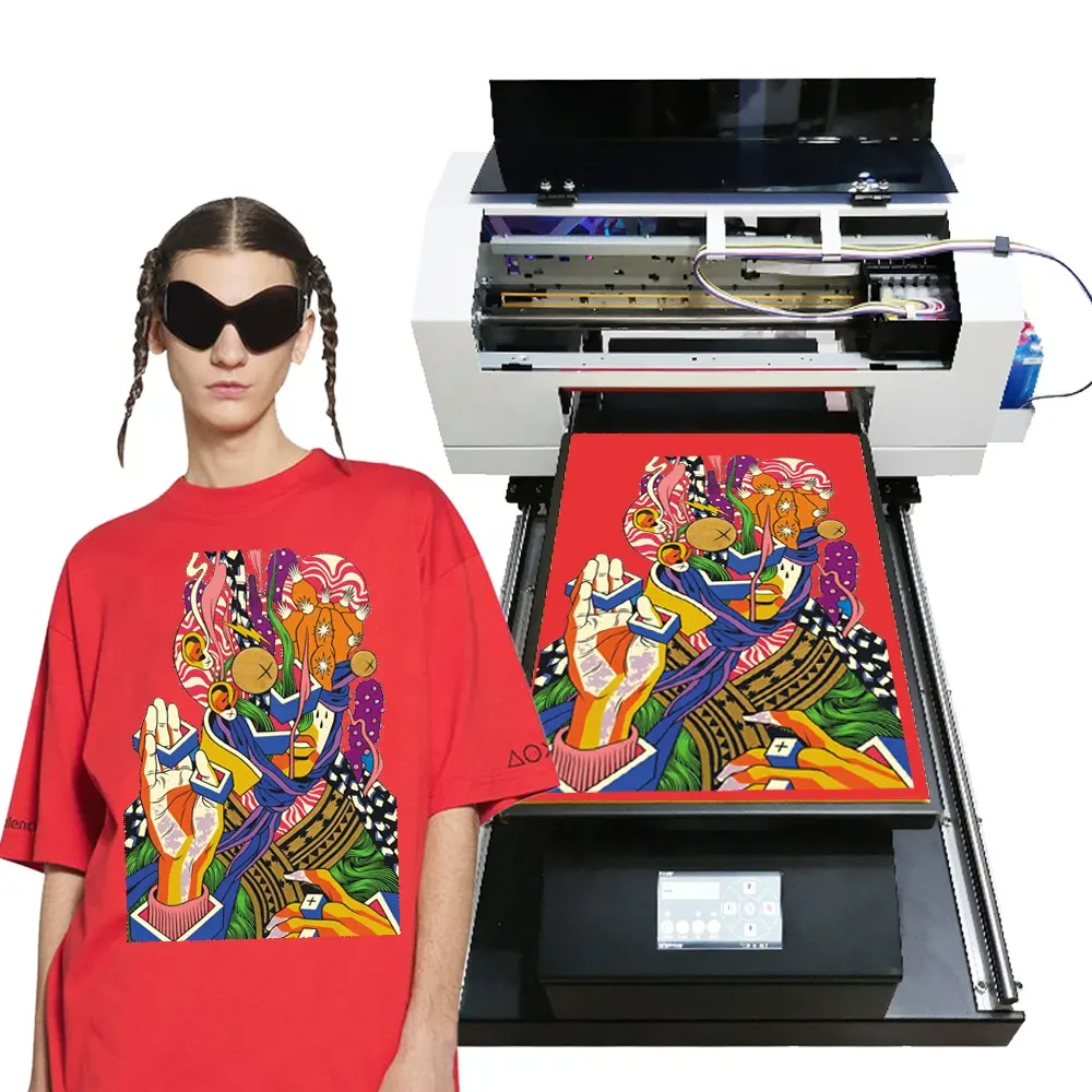 Imprimante numérique A3 DTG, machine d'impression directe sur vêtement textile vêtements t-shirt, pour toutes les couleurs avec tête d'impression Xp600