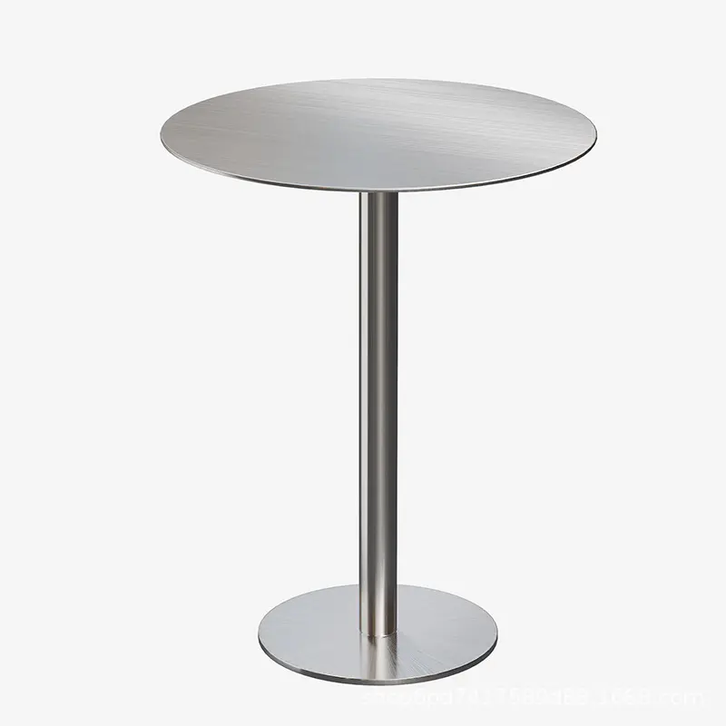 Özelleştirilebilir boyut modern ticari mobilya yuvarlak üst paslanmaz çelik metal bar kahve masası ucuz fiyat toptan
