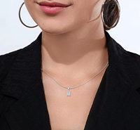 Collier pendentif en moissanite de haute qualité, taille solitaire |   Certifié GRA |   2 Ctw |   Émeraude |   Femmes |   Artisanat exquis S925