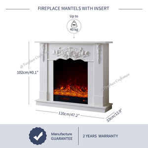 ชุดเตาผิงเทียมแบบอิสระพร้อมแผ่นเตาผิงไฟฟ้าแกะสลักด้วยมือสีขาวแบบ DIY - Product Image 2