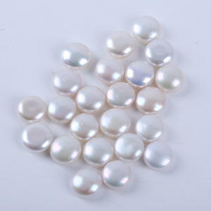 Perles de bouton en perles d'eau douce naturelles blanches de 12-13 mm en gros, perles en vrac, particules non poreuses, matériaux de fabrication de bijoux DIY - Product Image 3