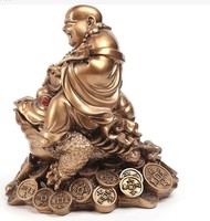 Bouddha rieur en résine sur grenouille statue fengshui cadeaux article cadeaux chanceux articles pour le nouvel an
