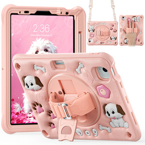 2024 personnalisé mignon enfants dessin animé étui en silicone pour 10.2 <span class=keywords><strong>Ipad</strong></span> 9th 8th 7th génération étui avec bandoulière <span class=keywords><strong>2021</strong></span> 2020 - Product Image 1
