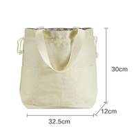 Nouveautés Sac isotherme pour déjeuner en toile Logo personnalisé Sac isotherme simple pour pique-nique en coton pour les employés de bureau