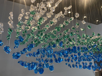 Lustre en cristal de pierre de luxe post-moderne pour villa, escalier, duplex, salon, lampe décorative artistique, LED
