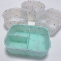 Boîte à bento en silicone anti-fuite sans BPA Couvercle de rangement scolaire adapté aux enfants Lunchs pour enfants-Bengo Boîte à bento en silicone