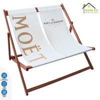 Chaise longue double en bois de hêtre avec dossier réglable et appui-tête confortable, pliable, idéale pour les vacances en bord de mer, vente directe usine