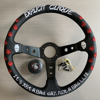 Volant de course sport de haute qualité, plat, pour drift, sim, en cuir suédé, 350 mm, noir, Pro Volante Deportivo, universel