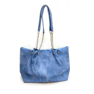 Tote Bag wanita kulit Denim