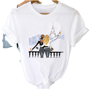 T-shirt décontracté pour femmes grande taille, imprimé graphique, logo, lettres, motif de dessin animé, respirant, été, vente en gros, pas cher - Product Image 1