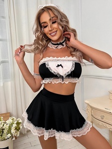 Completo Sexy da Cameriera con <span class=keywords><strong>Top</strong></span> a Fascia, Set di Biancheria Intima in Pizzo, Camicia da Notte Femminile in Pizzo Floreale e Rete - Product Image 3