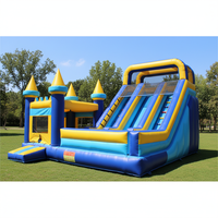Château gonflable pour enfants avec toboggan aquatique et sec, structure de saut gonflable combinée en plastique 6x6m, garantie 1 an, usage commercial