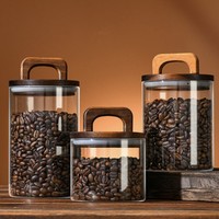 Pot à café avec couvercle à poignée de style américain, récipient de rangement rétro pour aliments, pot de conservation en verre hermétique et anti-humidité