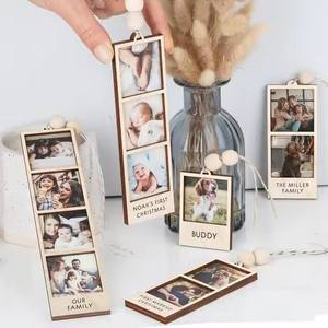 Cadre <span class=keywords><strong>photo</strong></span> miniature en bois simple avec logo personnalisé, à suspendre, bricolage, fait maison, échantillons gratuits disponibles, Noël, premier <span class=keywords><strong>anniversaire</strong></span> de bébé - Product Image 2