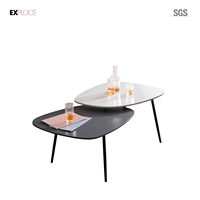 Table basse de réception de bureau en verre trempé blanc, table de café utilisée dans les cafés et chaises avec canapé de bureau