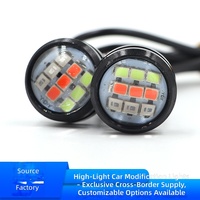 Feu de signalisation 23mm 9 LED RGB Eagle Eye 12V 3*3 LED en aluminium étanche, clignotant DRL pour moto et voiture, fixation par boulon