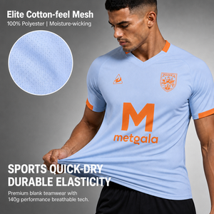 Camiseta de Fútbol Personalizada Directo de Fábrica en Stock, Uniforme de Fútbol Transpirable de Malla, Camiseta Deportiva con Cuello en V de Secado Rápido, Venta al Por Mayor para Hombre - Product Image 3