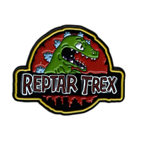 Broche en émail de personnage d'animation Reptar T-Rex Angel, badge de revers, nickel noir, imprimé en typographie, cadeaux de Noël