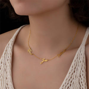 Collar de tres nombres chapado en oro, placa con nombre para varias familias, joyería personalizada, regalos para madres - Product Image 5