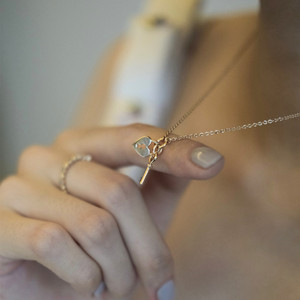 Tối Giản Tinh Khiết 925 Sterling Bạc Trang Sức Phụ Nữ 18K Mạ Vàng Key Và Khóa Quyến Rũ Vòng Cổ - Product Image 2