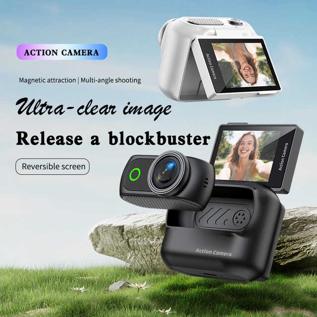 2026 New Sport Flip Screen 2 Inch Mini Vlog Camera Full HD 1080P Video Display Sports Camera Wifi Outdoor Sports Camera