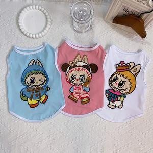 Venta al por mayor lindo algodón LABubu ropa para mascotas verano perro chaleco bordado Teddy Corgi Shiba Inu <span class=keywords><strong>cachorro</strong></span> dibujos animados <span class=keywords><strong>Bulldog</strong></span> francés ropa - Product Image 3