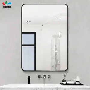Alumínio quadrado do espelho do banheiro de HD com canto redondo fixado na parede do espelho do banheiro do espelho do banheiro do quadro