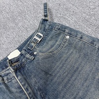 Pantalon cargo camouflage en jean double couche 2 pièces, coupe droite, avec patchs, effet délavé et déchiré, style patchwork, fabrication sur mesure