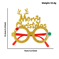 Lunettes décoratives avec lettres dorées et sapins de Noël, lunettes de fête scintillantes, accessoire photo pour dîner de Noël et réunion de famille