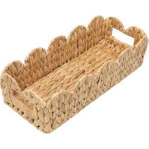 Cesto de Rattan de Jacinto d'Água para Banheiro, Bandeja Vazia de Vime para Lavatório e Tanque de Banheiro, Design Moderno - Product Image 1