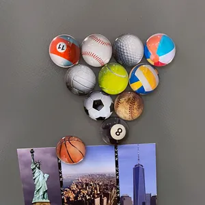 磁性冰箱贴纸装饰30毫米玻璃足球网球乒乓球橄榄球高尔夫篮球冰箱磁铁