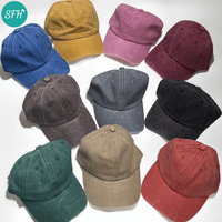 Casquette de baseball décontractée unie et ajustable en coton délavé, non structurée, à bord incurvé souple, avec pigments multicolores