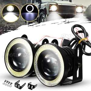 2 pièces, 2,5 pouces, 12V, feux antibrouillard pour voiture, yeux d'ange, COB LED, feux de jour, phares, feux de jour blancs universels - Product Image 1