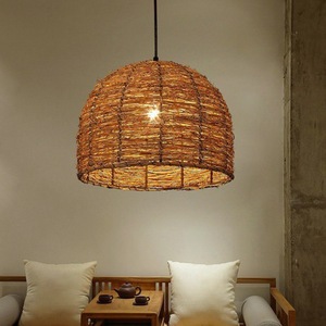 โคมไฟแขวนหวายสไตล์ญี่ปุ่น E27 ไฟ LED รูปทรงกลมสำหรับห้องน้ำชาการตกแต่งที่ได้แรงบันดาลใจจากเซน - Product Image 3