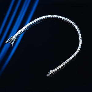 Luxury 2.5mm <b>925</b> Sterling <b>Silver</b> Tennis <b>Bracelet</b> VVS Lab Grown Moissanite Diamond Fashionable Jewelry for Women and <b>Men</b> - Product Image 2