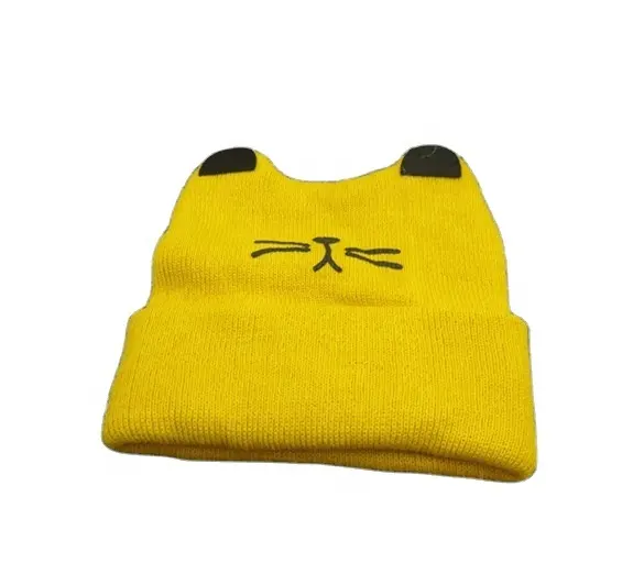 winter custom logo kids knit hat with cat ear