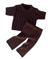 Ensembles pulls pour bébés en coton personnalisés ensembles de vêtements d'hiver pour nouveau-nés ensemble de tricot côtelé épais avec pantalon à manches longues pour enfants
