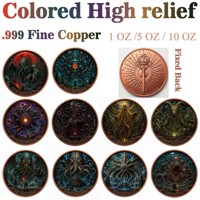 Pièce de monnaie en cuivre pur 999 de 5 oz, série Deep Sea, thème Mythos de Cthulhu en relief, édition collector 3D UV