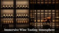 Meuble de présentation de vin en métal moderne sur mesure, design d'intérieur de cave à vin de luxe, bar à vin, mobilier complet